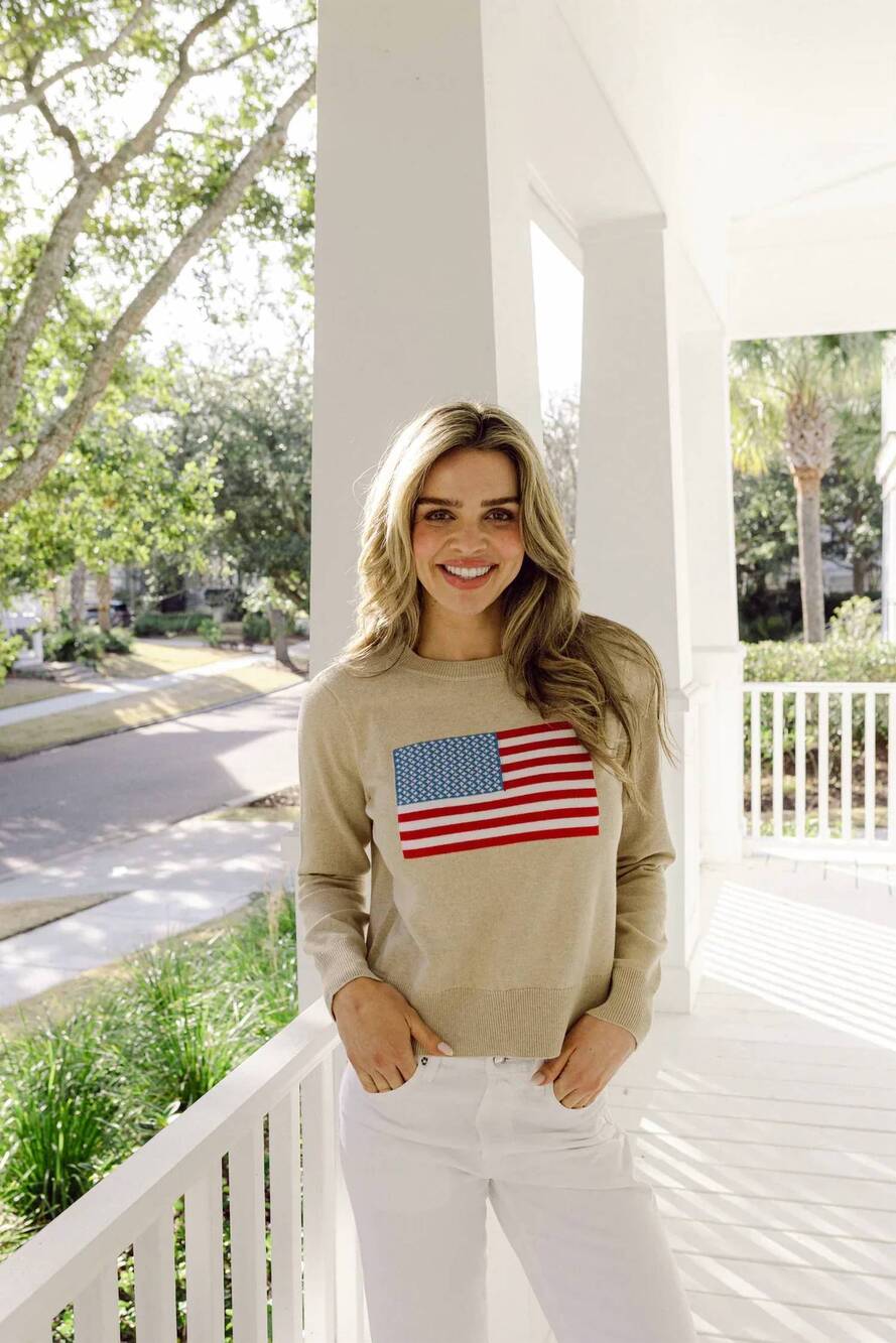 NEW SAIL TO SABLE cashmere flag sweater in sable - Picture 3 of 3